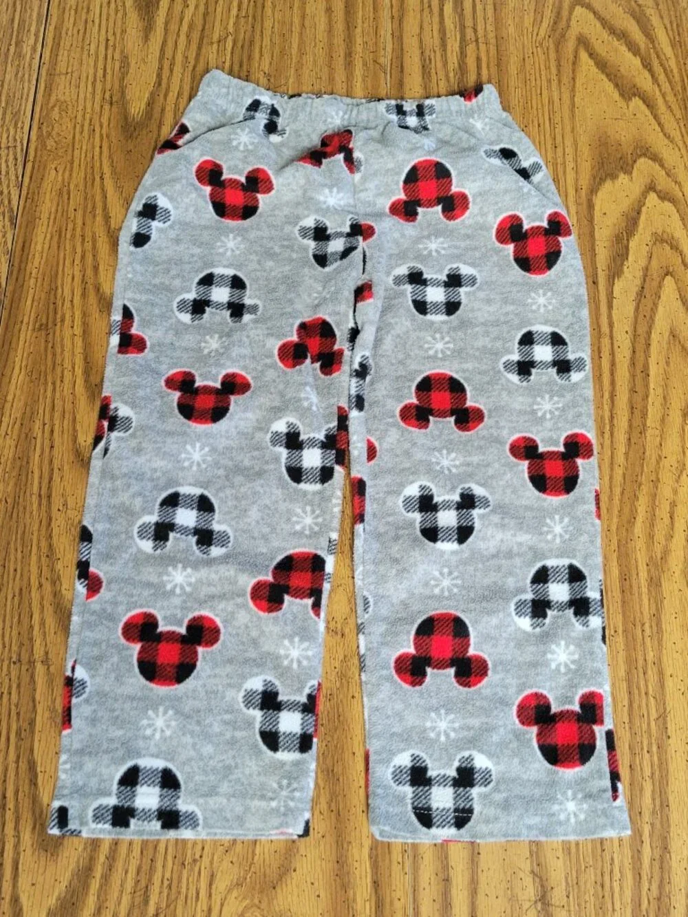 Disney Mickey Mouse Buffalo Plaid Fleece Pajama Pants Girls Size 4